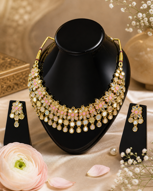 Vellorene Pastel Bloom Statement Necklace Set