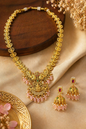 Vellorene Royal Peacock Lakshmi Necklace Set