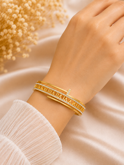 Vellorene Geometric Crystal Gold Bracelet for Women
