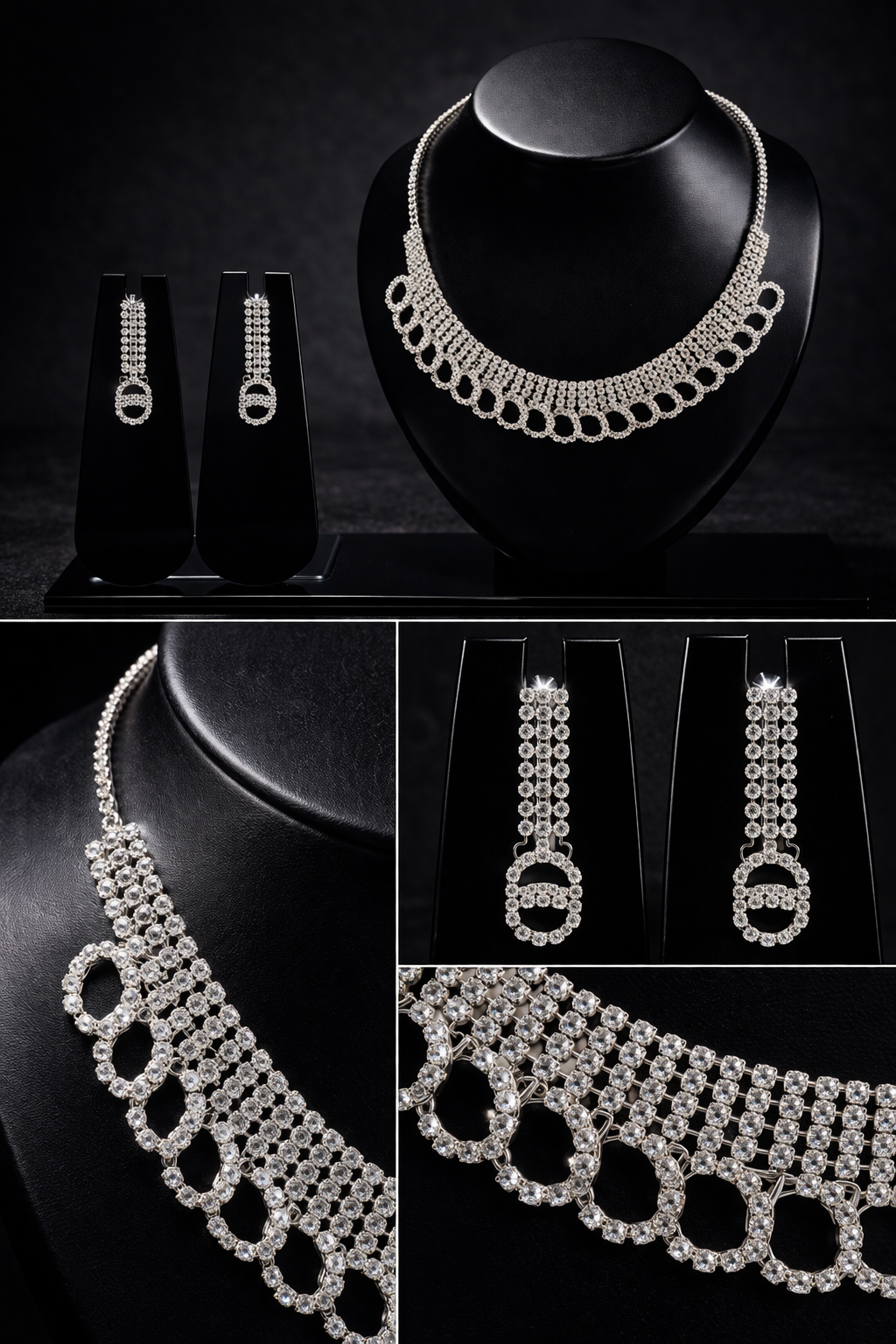 Vellorene Noir Radiance Statement Necklace Set