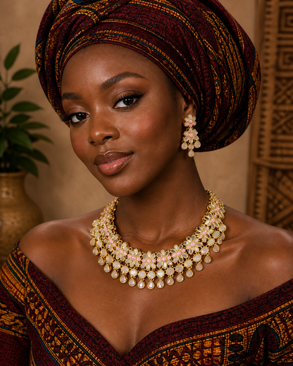 Vellorene Pastel Bloom Statement Necklace Set