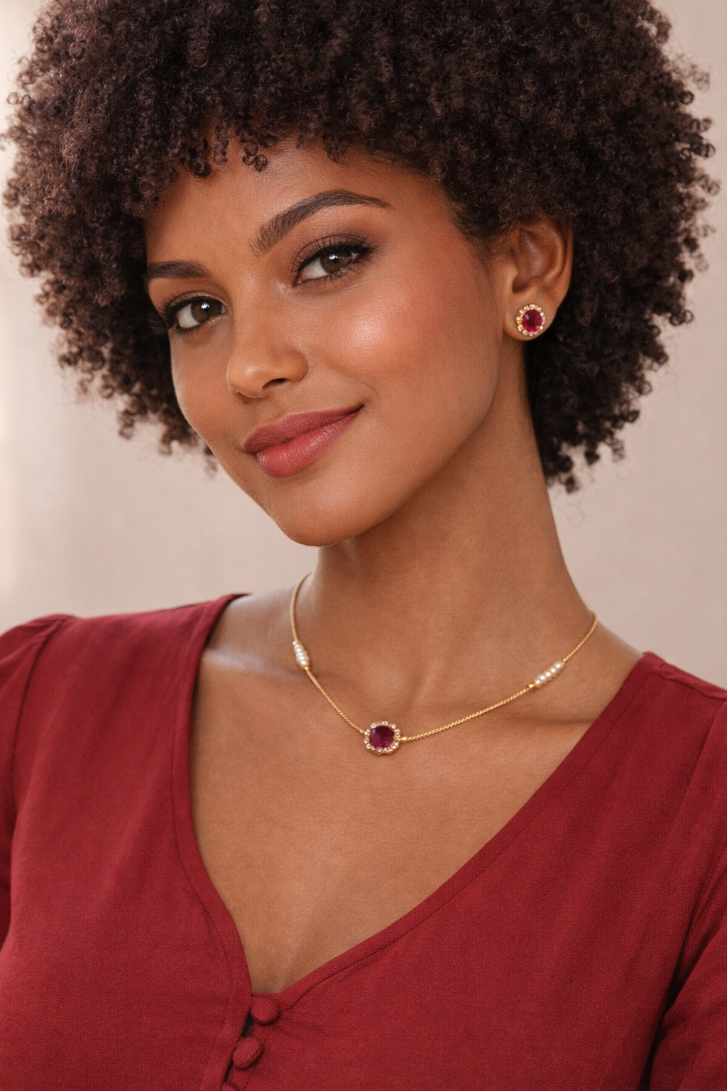 Vellorene Minimal Ruby Pendant Necklace – Elegant Everyday Fashion Jewelry