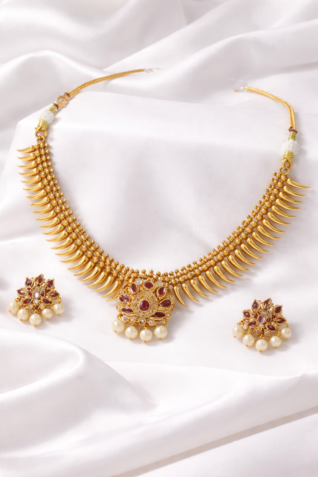 Vellorene Spike Statement Necklace Set – Contemporary Traditional Fusion Jewelry