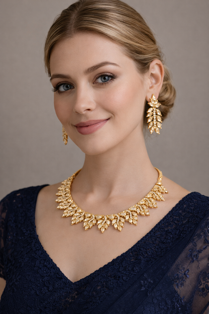 Vellorene Gold Plated Kundan Statement Jewellery Set