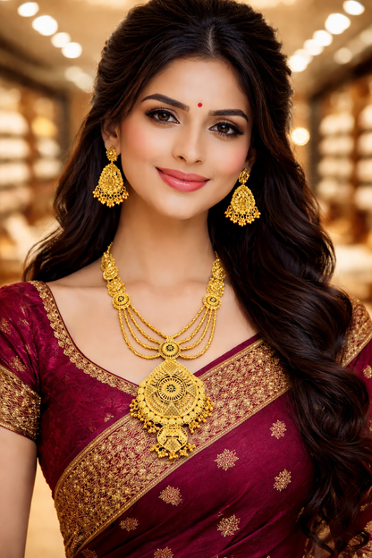 Vellorene Regal Heritage Layered Necklace Set – Gold Tone Statement Jewellery