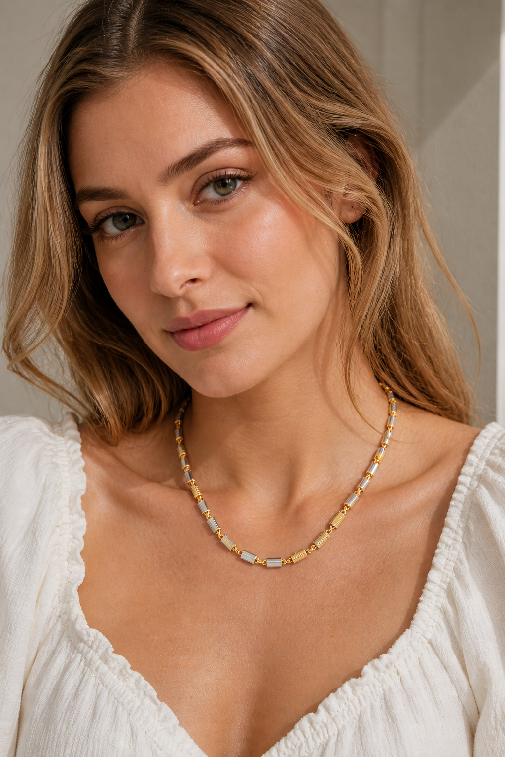 Vellorene Axis Dual-Tone Chain Necklace