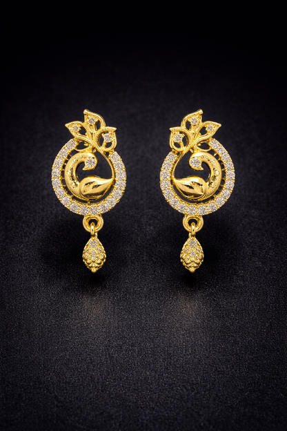 Vellorene Swan Motif Drop Earrings – Gold-Tone Fashion Jewellery